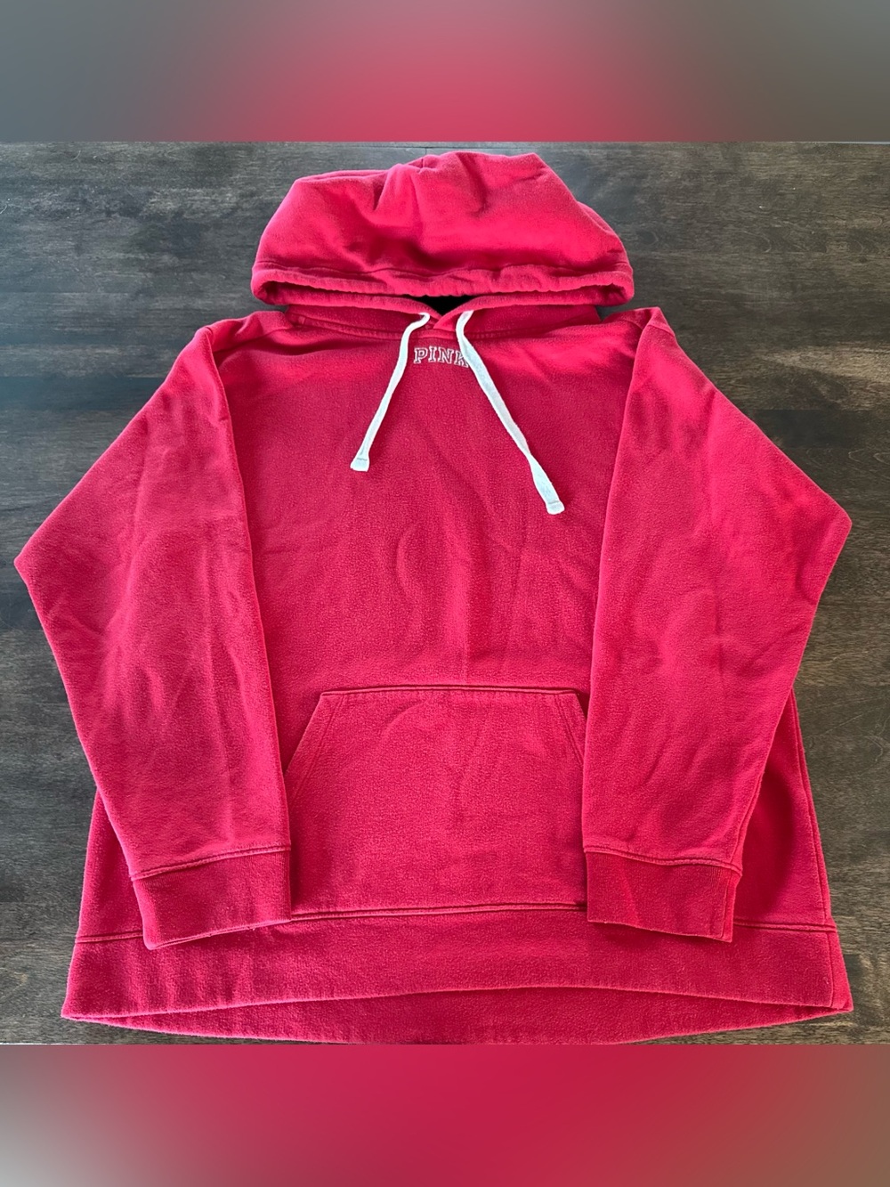 PINK Victoria's Secret Crewneck Fleece Hoodie in Hot Pink/Red